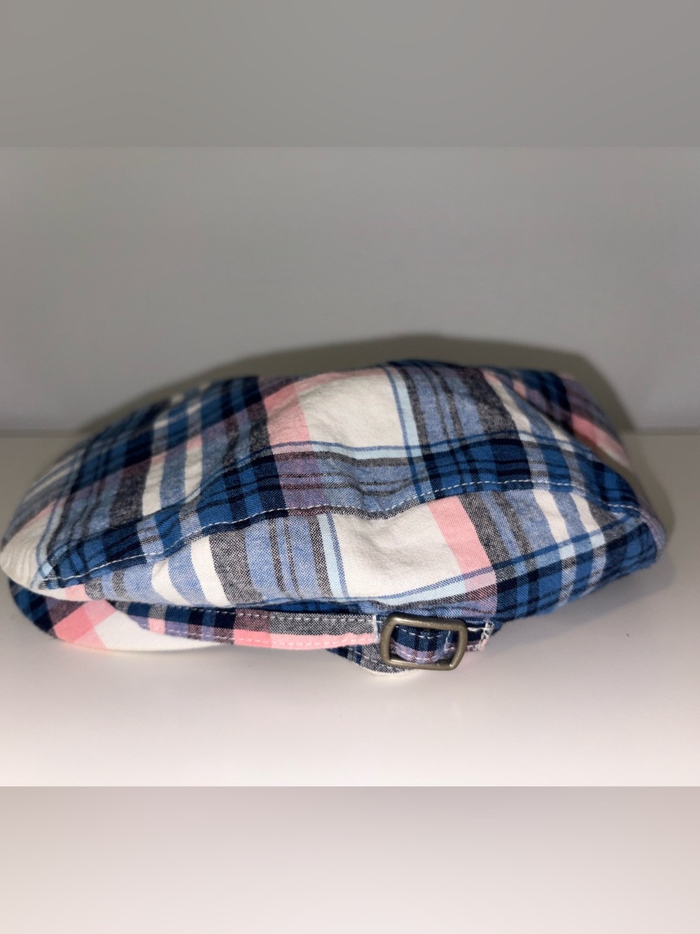 Janie and Jack Plaid Newsboy Hat in Blue, Pink, White